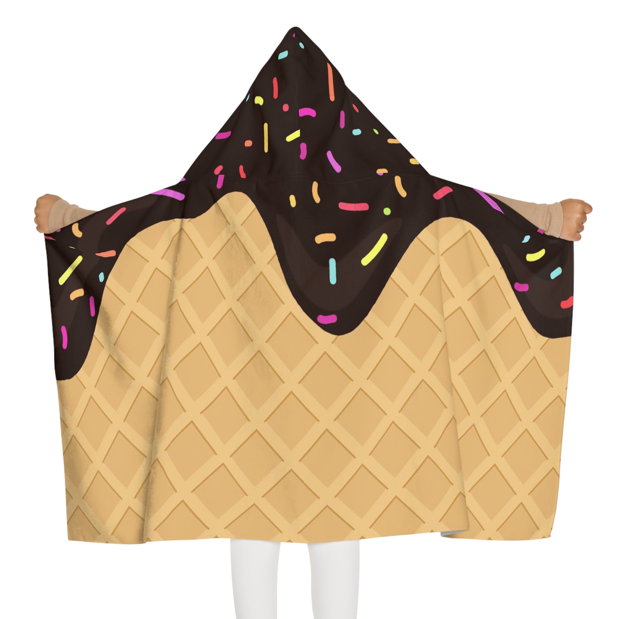 Kids Chocolate Ice Cream Cone Hooded Towel – Soft & Absorbent Bath & Beach Wrap