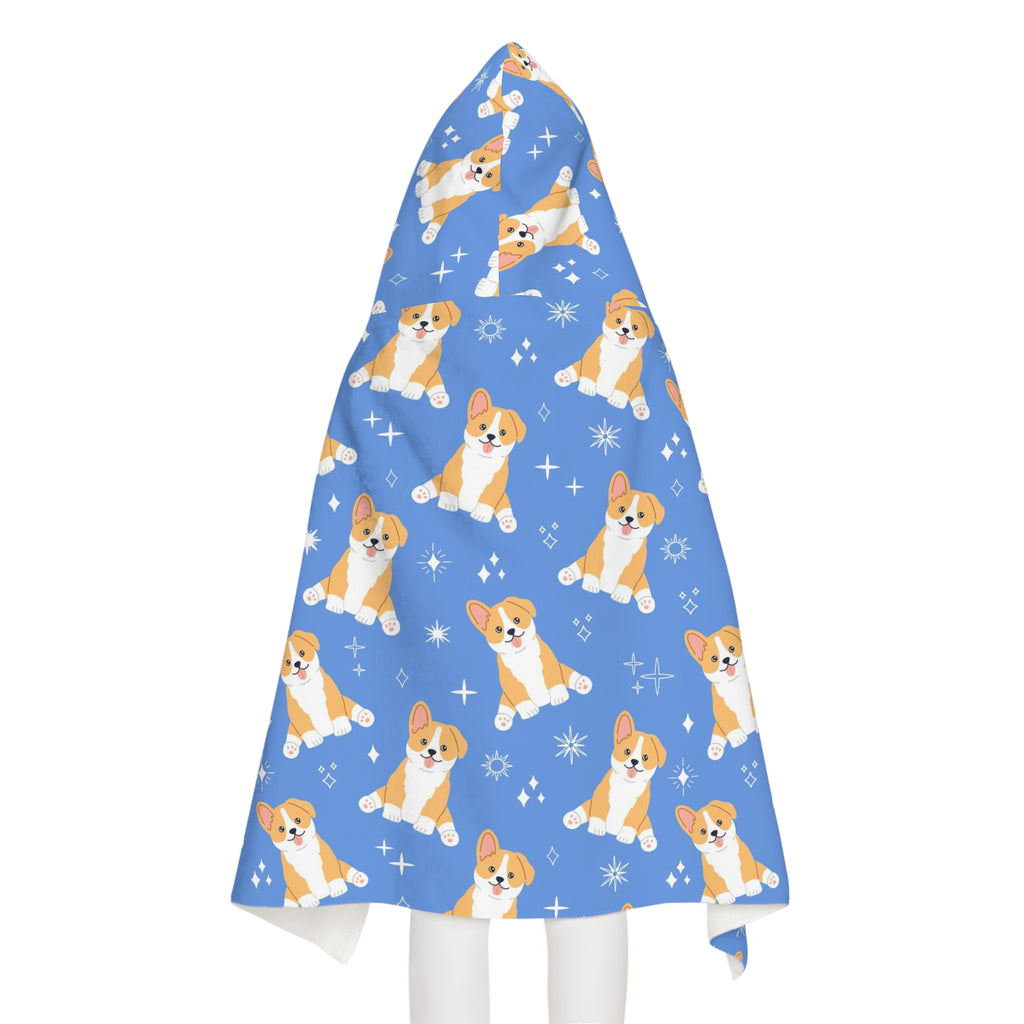 Kids Blue Corgi Dog Hooded Towel – Soft & Absorbent Bath & Beach Wrap