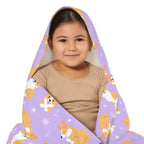 Girls Purple Corgi Dog Hooded Towel – Soft & Absorbent Bath & Beach Wrap