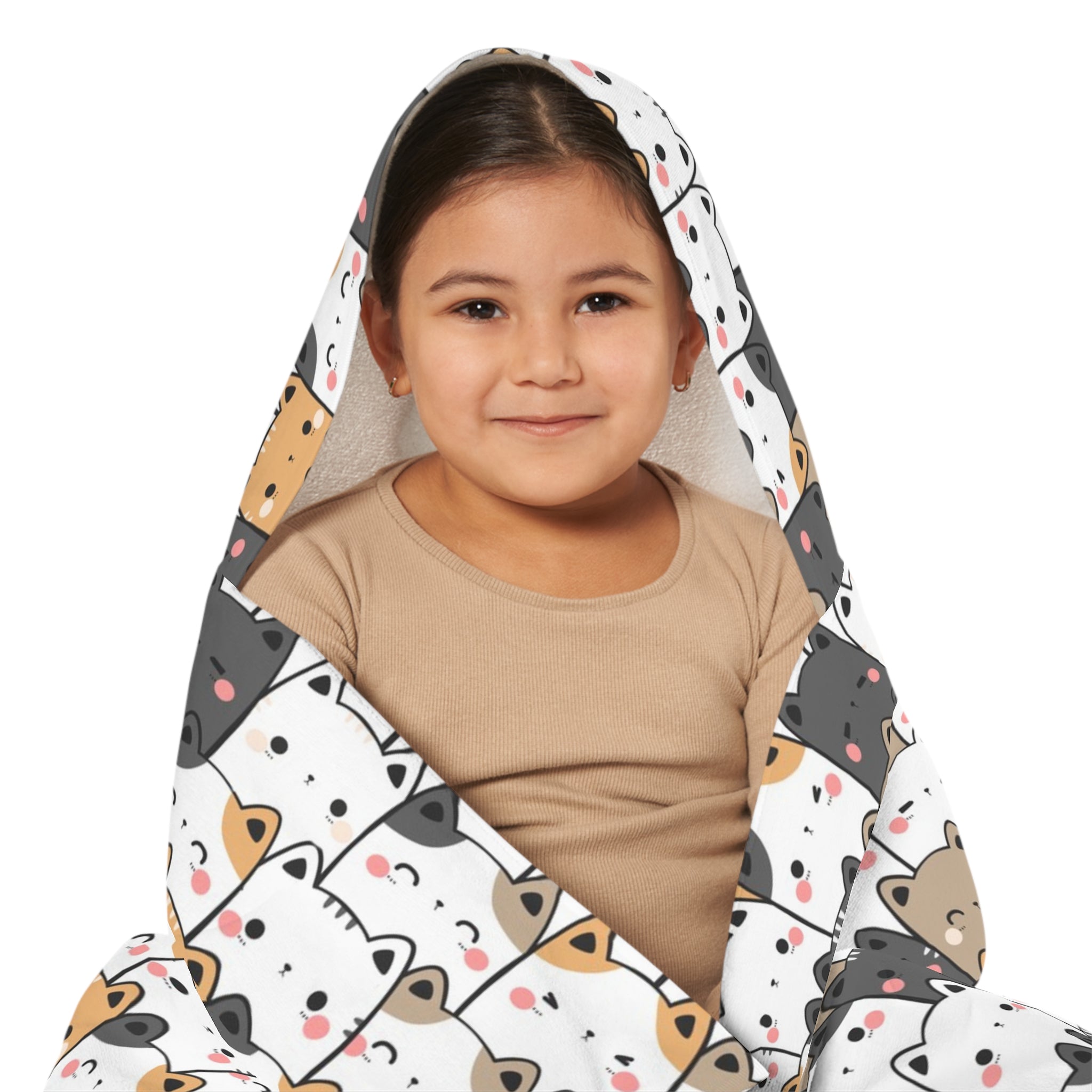 Girls Kawaii Cat Hooded Towel – Soft, Absorbent, and Perfect for Bath & Beach Time
