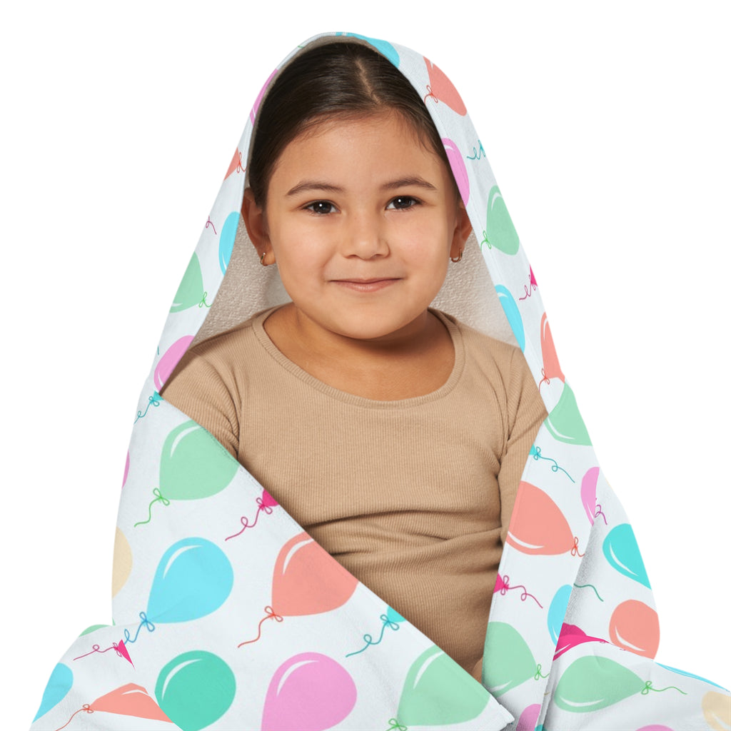 Kids Birthday Balloons Hooded Towel – Soft & Absorbent Bath & Beach Wrap