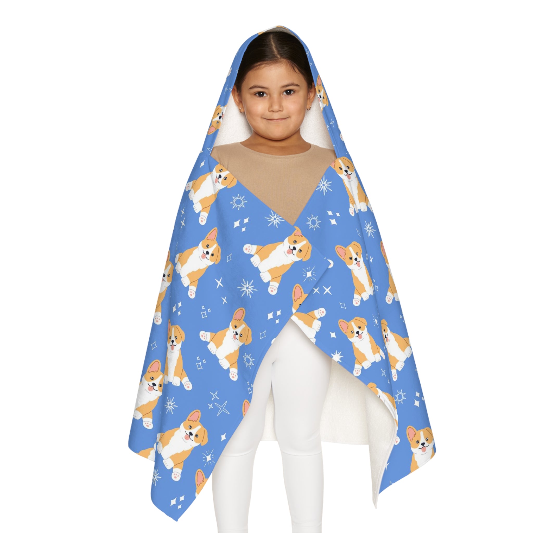 Kids Blue Corgi Dog Hooded Towel – Soft & Absorbent Bath & Beach Wrap