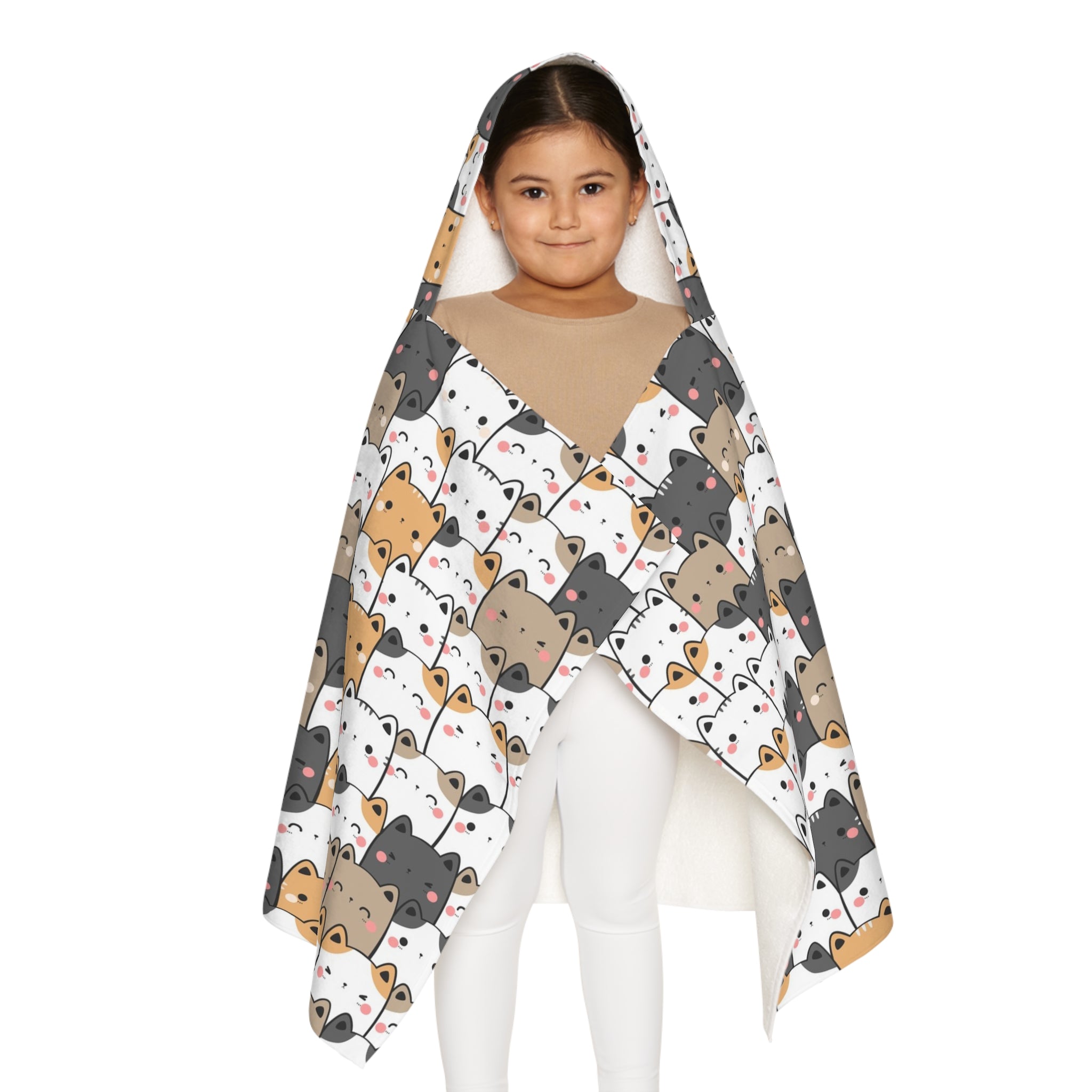 Girls Kawaii Cat Hooded Towel – Soft, Absorbent, and Perfect for Bath & Beach Time