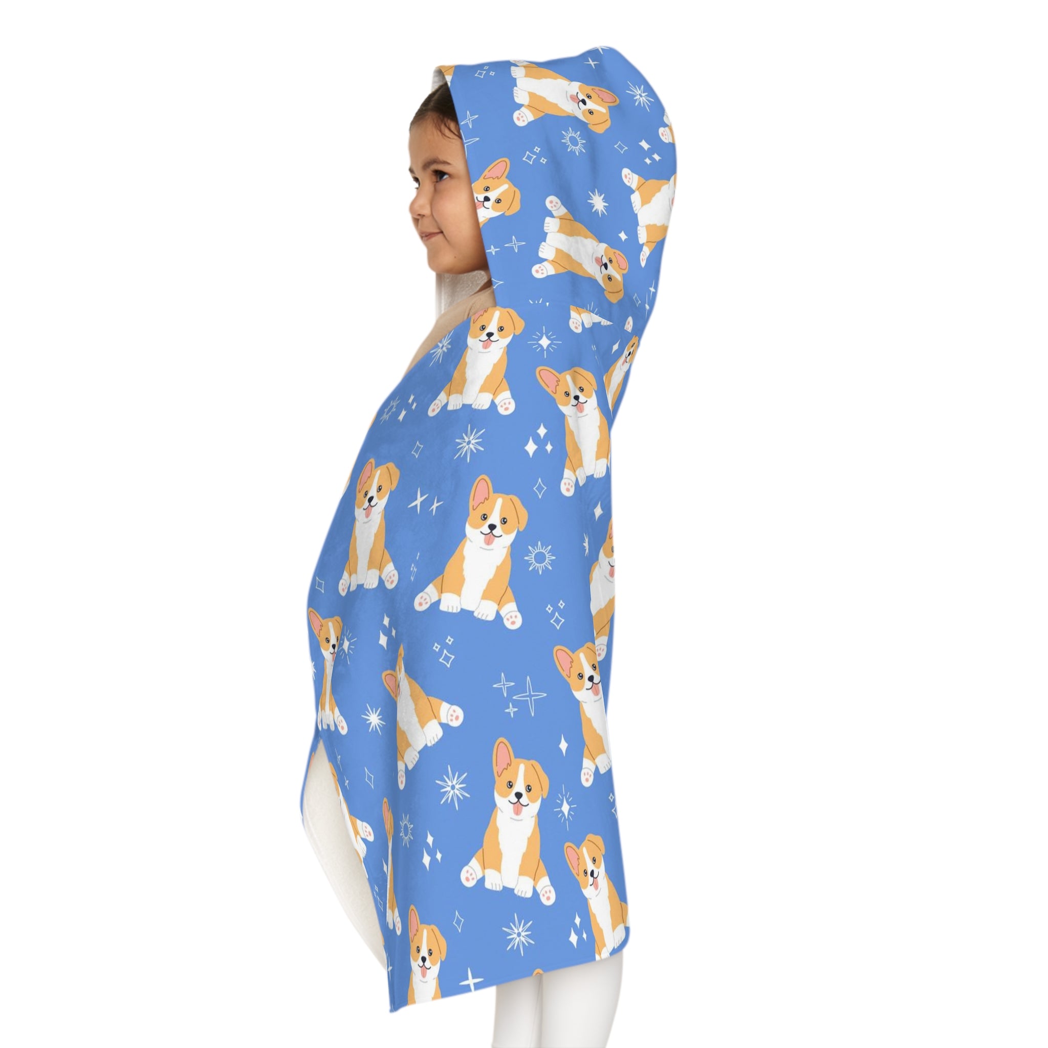 Kids Blue Corgi Dog Hooded Towel – Soft & Absorbent Bath & Beach Wrap