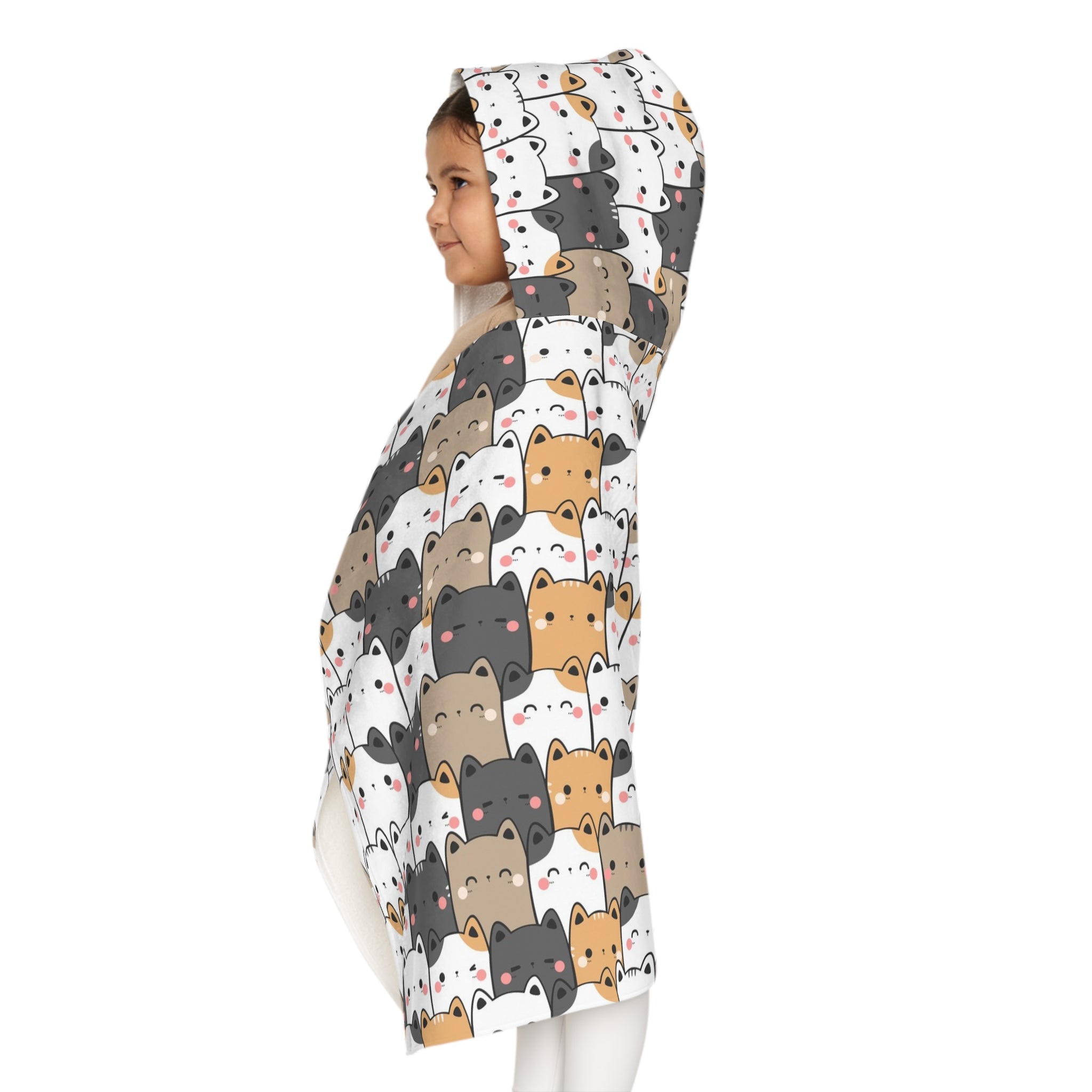Girls Kawaii Cat Hooded Towel – Soft, Absorbent, and Perfect for Bath & Beach Time