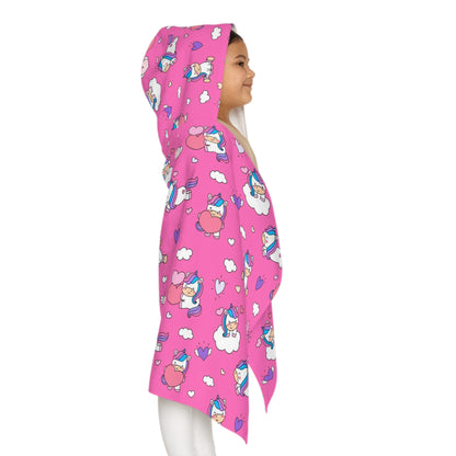 Girls Unicorn Hearts Hooded Towel – Soft & Absorbent Bath & Beach Wrap