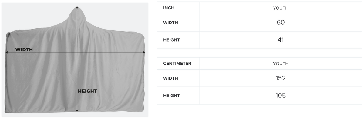 Size guide for Girls Purple Corgi Dog Hooded Wearable Blanket