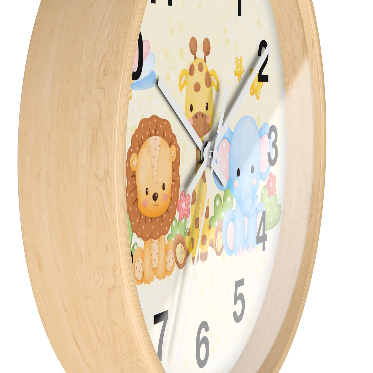Kids Safari Animals Silent Wood Wall Clock