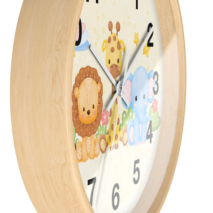Kids Safari Animals Silent Wood Wall Clock