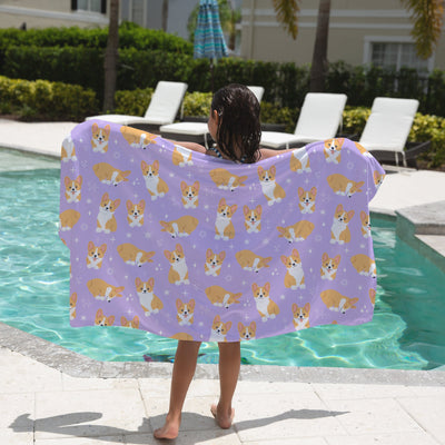 Girls Purple Corgi Dog Towel