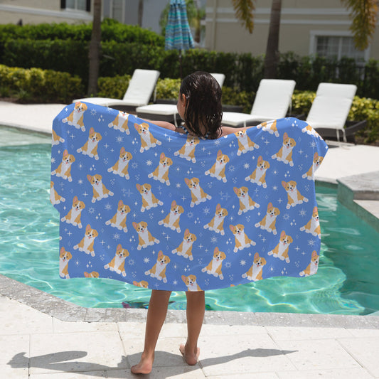 Kids Blue Corgi Dog Towel