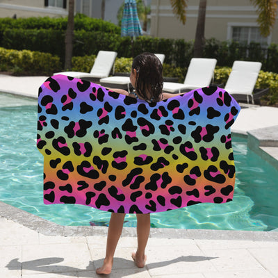 Girls Rainbow Cheetah Towel