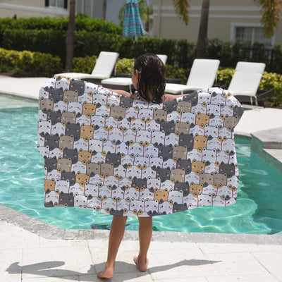 Girls Kawaii Cat Face Towel