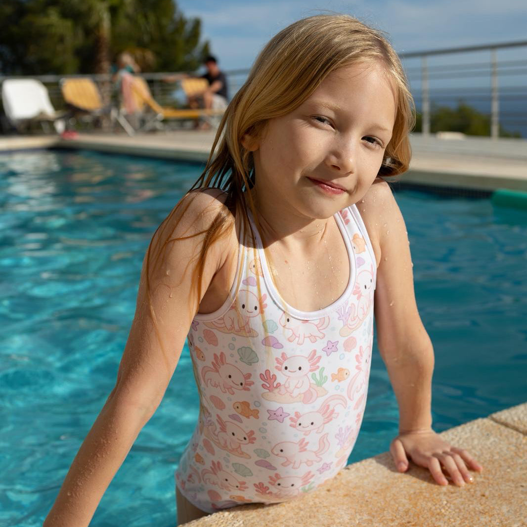 Girls Axolotl Buttery Soft Swimsuit With UPF 50+
