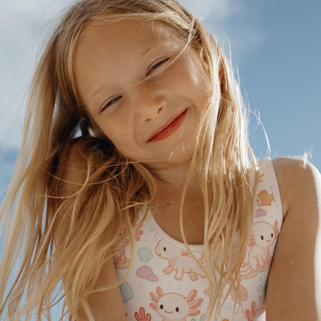 Girls Axolotl Buttery Soft Swimsuit With UPF 50+