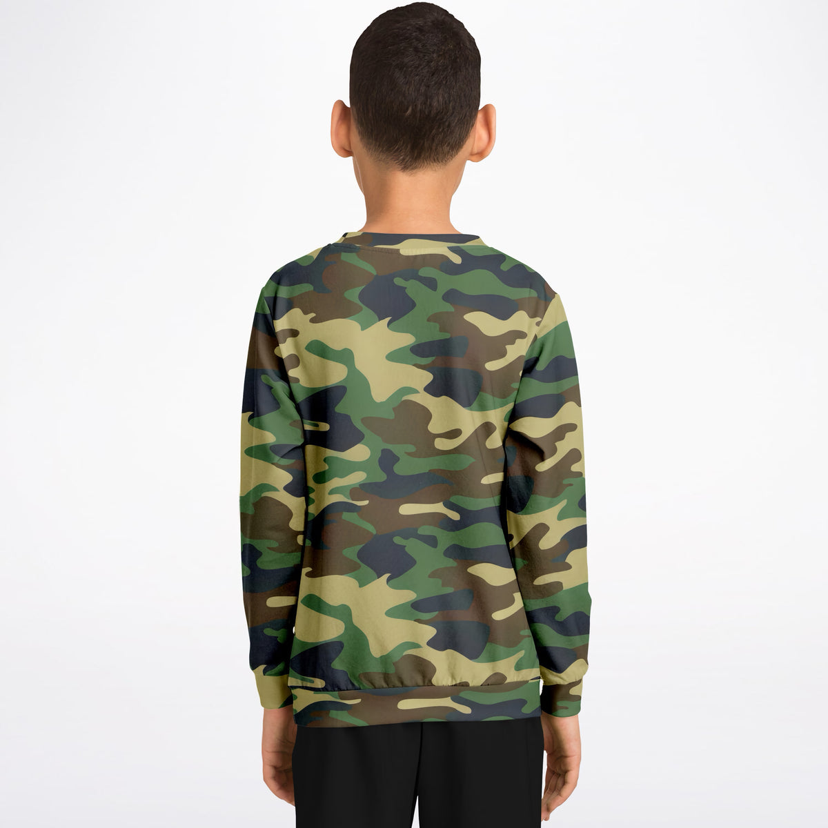 Kids Green Woodland Camouflage Sweatshirt – Ultra Soft & Stretchy, Cozy Fleece or Lightweight Sports Fabric Sweatshirt – Ultra Soft & Stretchy, Cozy Fleece or Lightweight Sports Fabric