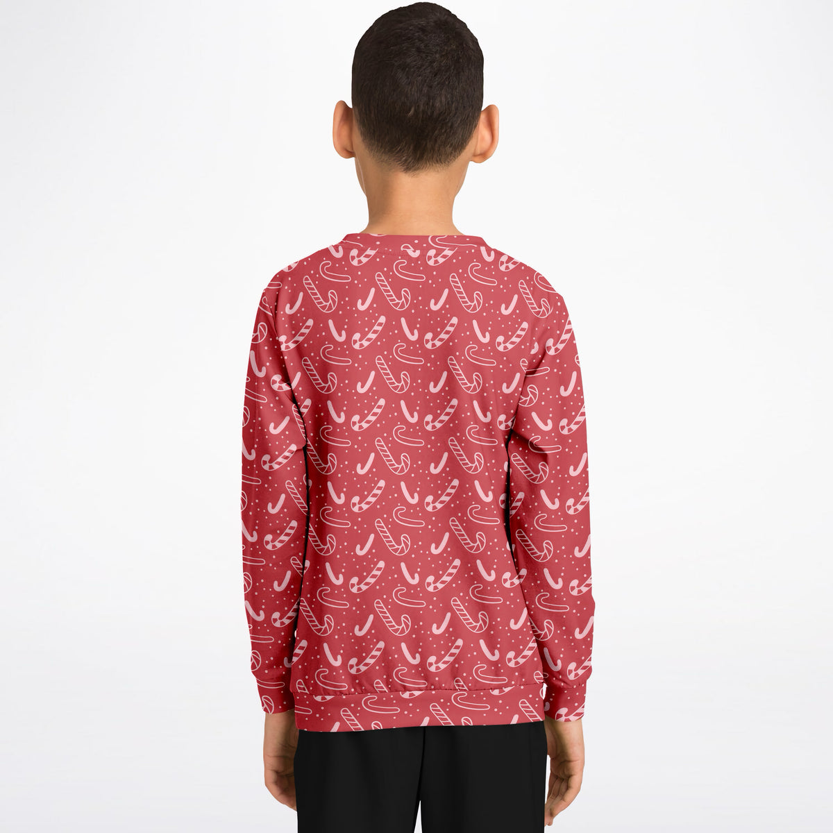 Girls Red Candy Cane Christmas Sweatshirt – Ultra Soft & Stretchy, Cozy Fleece or Lightweight Sports Fabric Sweatshirt – Ultra Soft & Stretchy, Cozy Fleece or Lightweight Sports Fabric