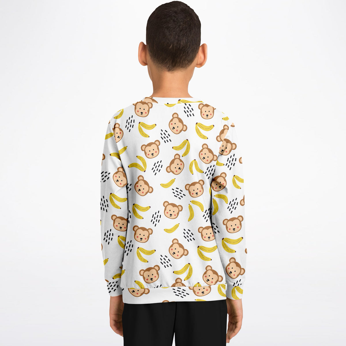 Kids Cute Monkey & Banana Sweatshirt – Ultra Soft & Stretchy, Cozy Fleece or Lightweight Sports Fabric Sweatshirt – Ultra Soft & Stretchy, Cozy Fleece or Lightweight Sports Fabric