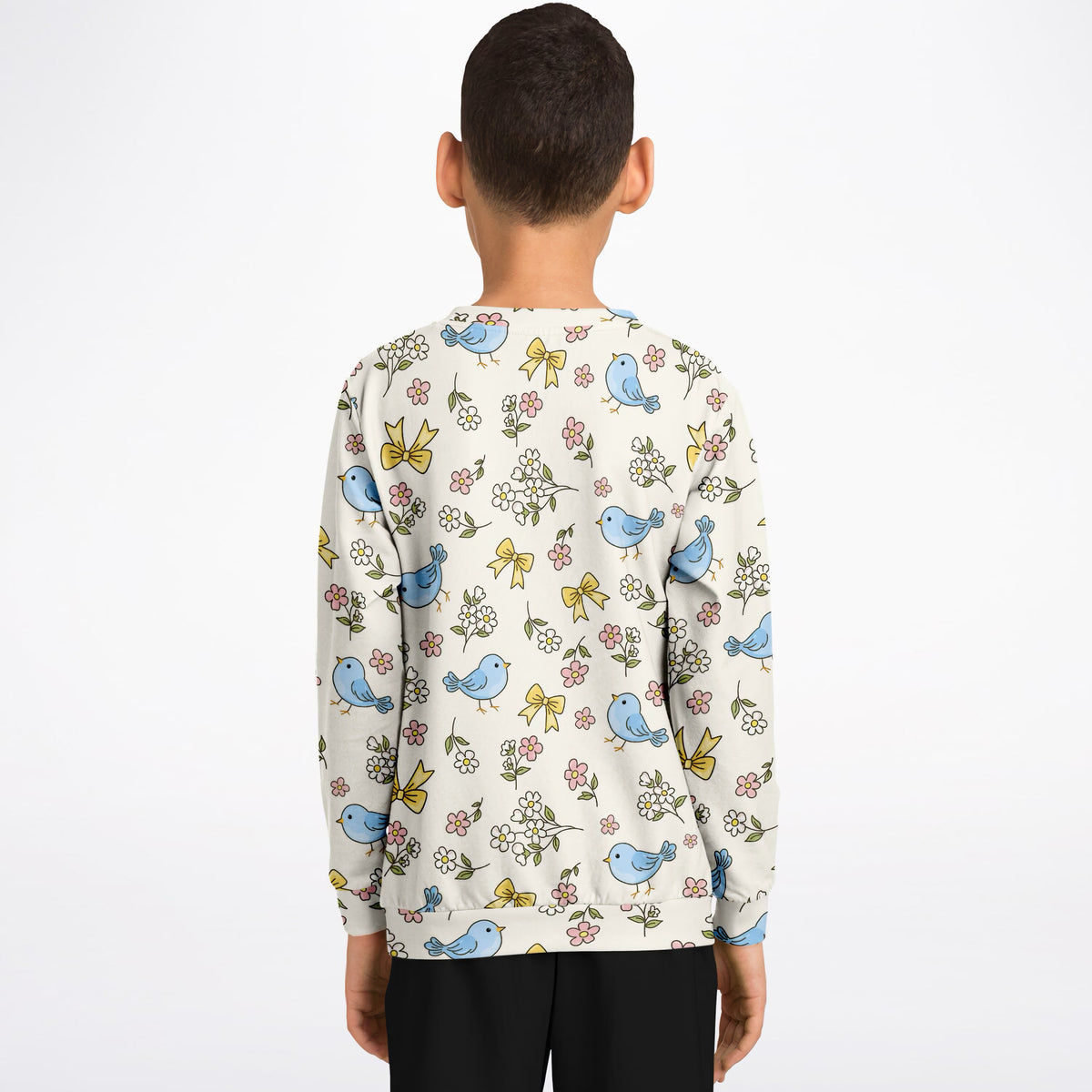 Girls Floral Blue Bird Sweatshirt – Ultra Soft & Stretchy, Cozy Fleece or Lightweight Sports Fabric Sweatshirt – Ultra Soft & Stretchy, Cozy Fleece or Lightweight Sports Fabric