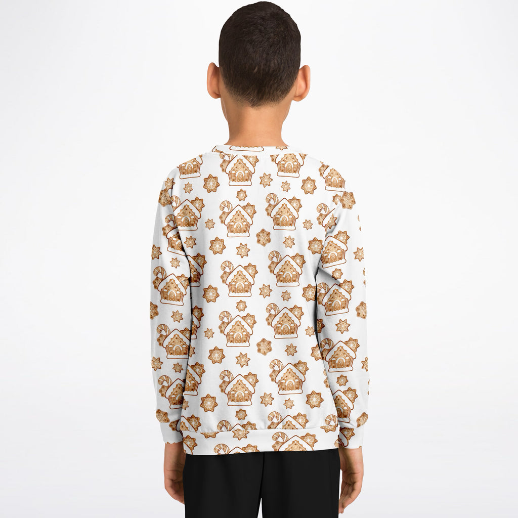 Kids Christmas Gingerbread House Sweatshirt – Ultra Soft & Stretchy, Cozy Fleece or Lightweight Sports Fabric Sweatshirt – Ultra Soft & Stretchy, Cozy Fleece or Lightweight Sports Fabric