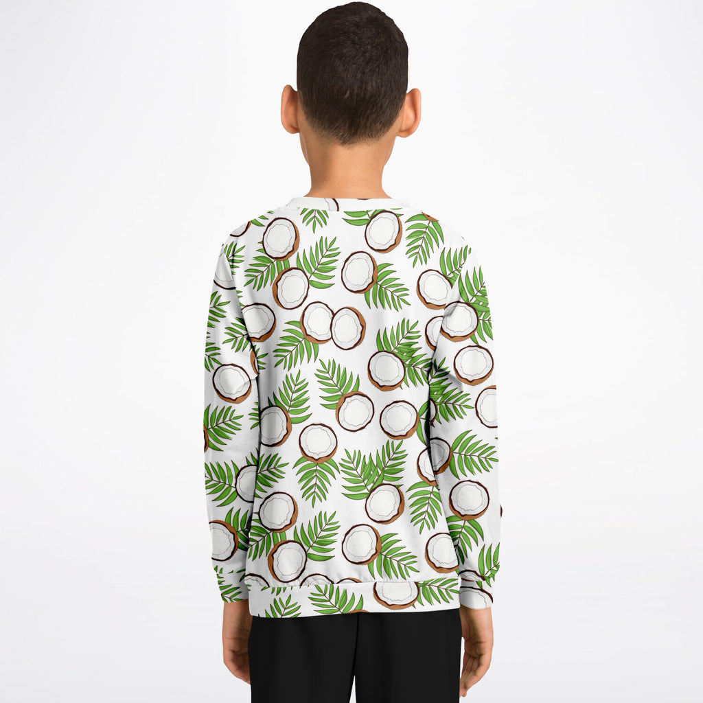 Kids Tropical Coconut Sweatshirt – Ultra Soft & Stretchy, Cozy Fleece or Lightweight Sports Fabric Sweatshirt – Ultra Soft & Stretchy, Cozy Fleece or Lightweight Sports Fabric