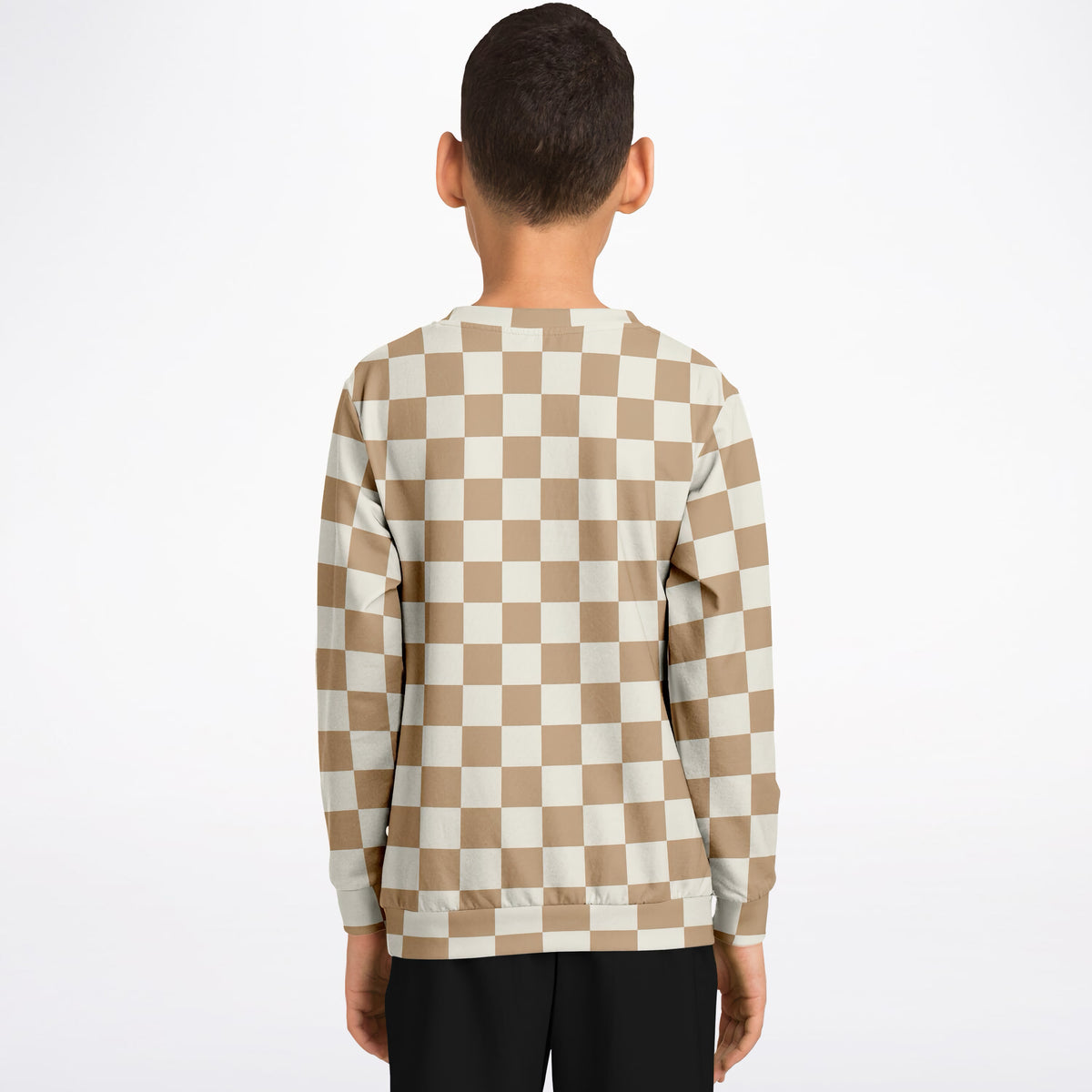 Kids Beige Checkered Sweatshirt – Ultra Soft & Stretchy, Cozy Fleece or Lightweight Sports Fabric Sweatshirt – Ultra Soft & Stretchy, Cozy Fleece or Lightweight Sports Fabric