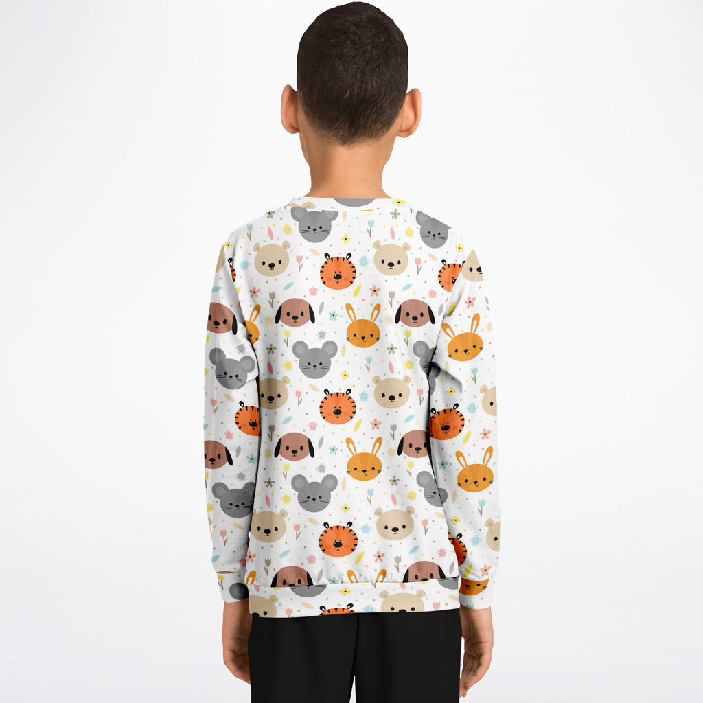 Kids Cute Animal Faces Sweatshirt – Ultra Soft & Stretchy, Cozy Fleece or Lightweight Sports Fabric Sweatshirt – Ultra Soft & Stretchy, Cozy Fleece or Lightweight Sports Fabric