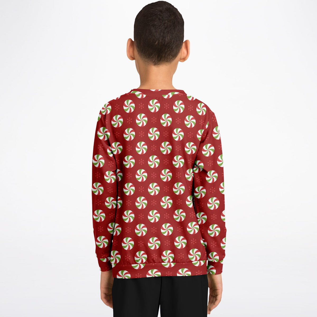 Kids Christmas Peppermint Candy Sweatshirt – Ultra Soft & Stretchy, Cozy Fleece or Lightweight Sports Fabric Sweatshirt – Ultra Soft & Stretchy, Cozy Fleece or Lightweight Sports Fabric