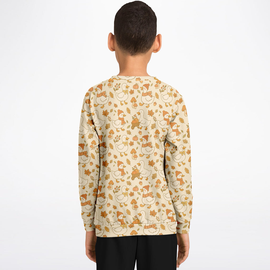 Kids Autumn Duck Sweatshirt – Ultra Soft & Stretchy, Cozy Fleece or Lightweight Sports Fabric Sweatshirt – Ultra Soft & Stretchy, Cozy Fleece or Lightweight Sports Fabric