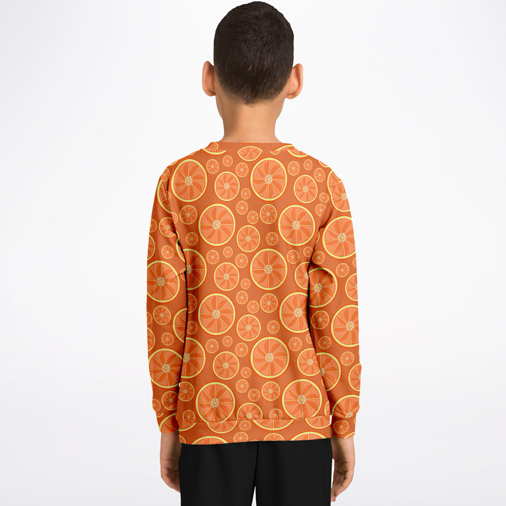 Kids Orange Citrus Sweatshirt – Ultra Soft & Stretchy, Cozy Fleece or Lightweight Sports Fabric Sweatshirt – Ultra Soft & Stretchy, Cozy Fleece or Lightweight Sports Fabric