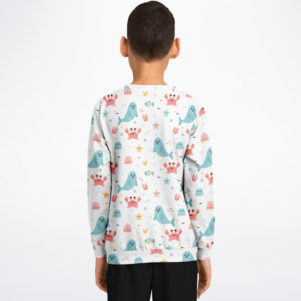 Kids Cute Ocean Animals Sweatshirt – Ultra Soft & Stretchy, Cozy Fleece or Lightweight Sports Fabric Sweatshirt – Ultra Soft & Stretchy, Cozy Fleece or Lightweight Sports Fabric