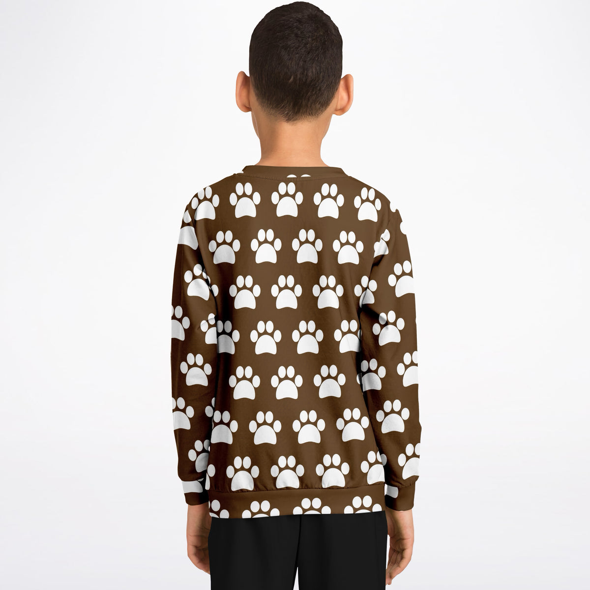 Kids Brown Paw Print Sweatshirt – Ultra Soft & Stretchy, Cozy Fleece or Lightweight Sports Fabric Sweatshirt – Ultra Soft & Stretchy, Cozy Fleece or Lightweight Sports Fabric