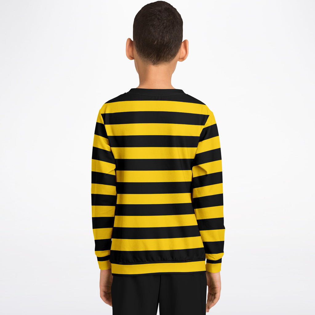 Kids Bee Stripe Sweatshirt – Ultra Soft & Stretchy, Cozy Fleece or Lightweight Sports Fabric Sweatshirt – Ultra Soft & Stretchy, Cozy Fleece or Lightweight Sports Fabric
