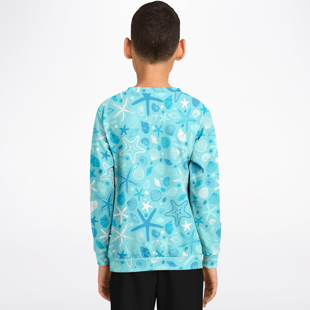 Kids Starfish and Seashells Sweatshirt – Ultra Soft & Stretchy, Cozy Fleece or Lightweight Sports Fabric Sweatshirt – Ultra Soft & Stretchy, Cozy Fleece or Lightweight Sports Fabric