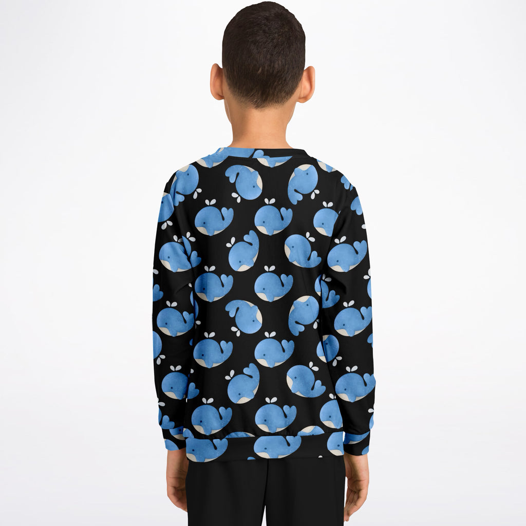 Kids Blue Whale Sweatshirt – Ultra Soft & Stretchy, Cozy Fleece or Lightweight Sports Fabric Sweatshirt – Ultra Soft & Stretchy, Cozy Fleece or Lightweight Sports Fabric