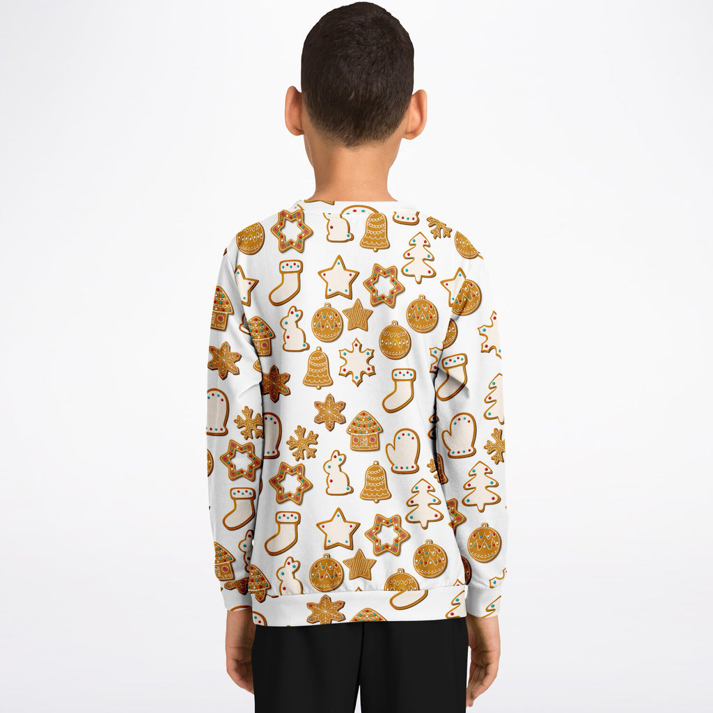 Kids Christmas Gingerbread Cookie Sweatshirt – Ultra Soft & Stretchy, Cozy Fleece or Lightweight Sports Fabric Sweatshirt – Ultra Soft & Stretchy, Cozy Fleece or Lightweight Sports Fabric