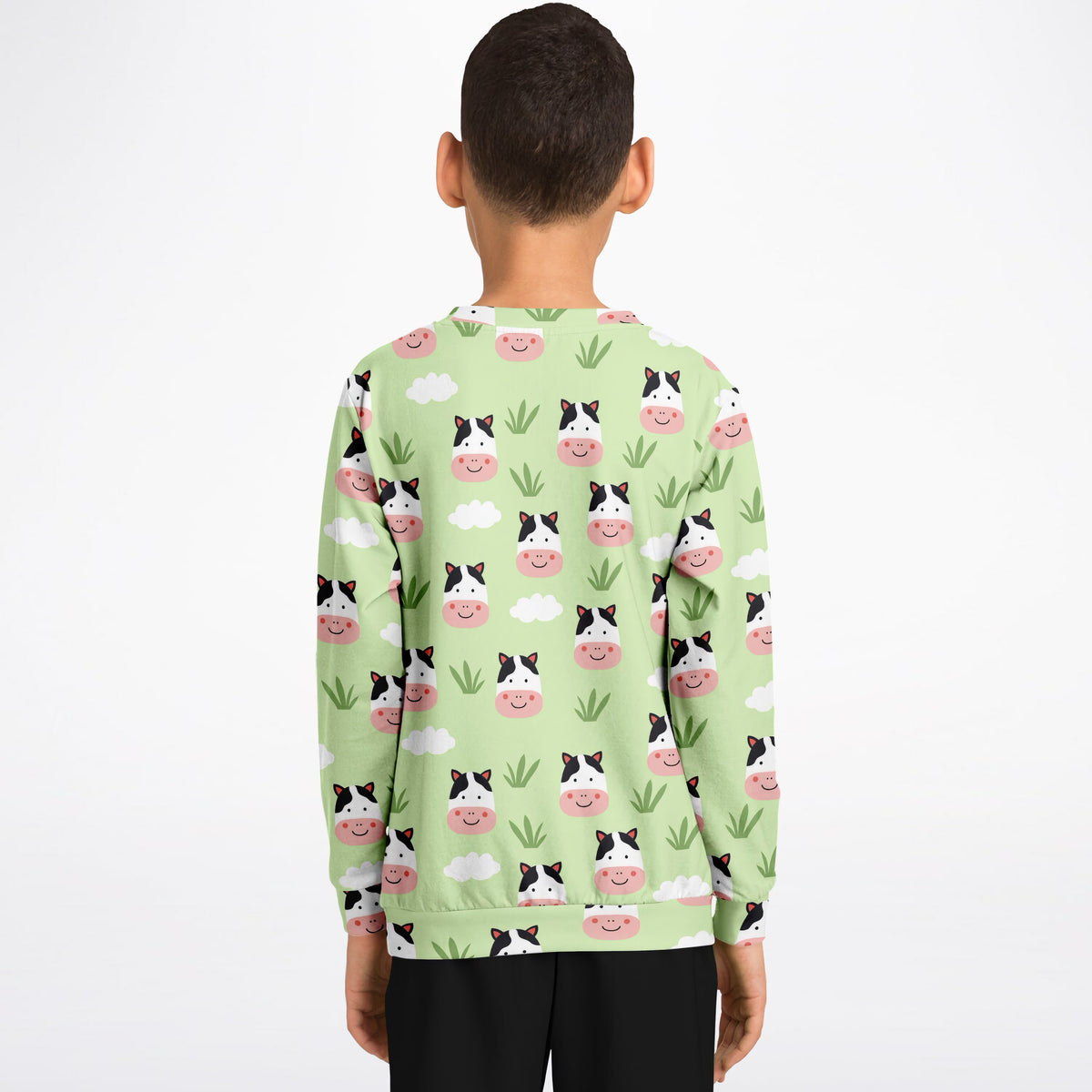 Kids Cute Cow Faces Sweatshirt – Ultra Soft & Stretchy, Cozy Fleece or Lightweight Sports Fabric Sweatshirt – Ultra Soft & Stretchy, Cozy Fleece or Lightweight Sports Fabric