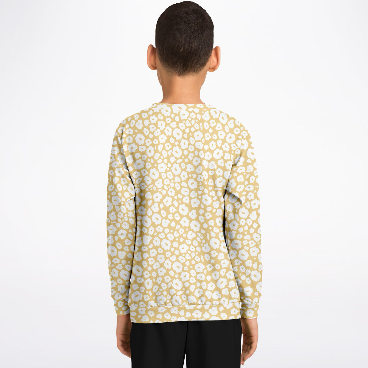 Kids Light Yellow Leopard Print Sweatshirt – Ultra Soft & Stretchy, Cozy Fleece or Lightweight Sports Fabric Sweatshirt – Ultra Soft & Stretchy, Cozy Fleece or Lightweight Sports Fabric