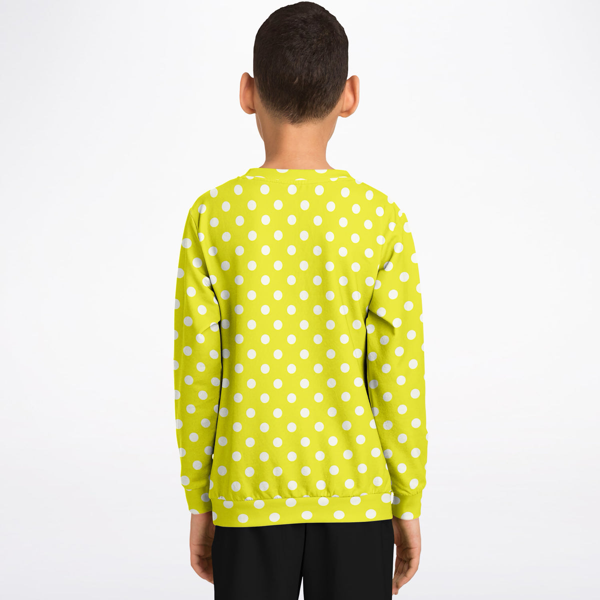 Kids Yellow Polka Dot Sweatshirt – Ultra Soft & Stretchy, Cozy Fleece or Lightweight Sports Fabric Sweatshirt – Ultra Soft & Stretchy, Cozy Fleece or Lightweight Sports Fabric