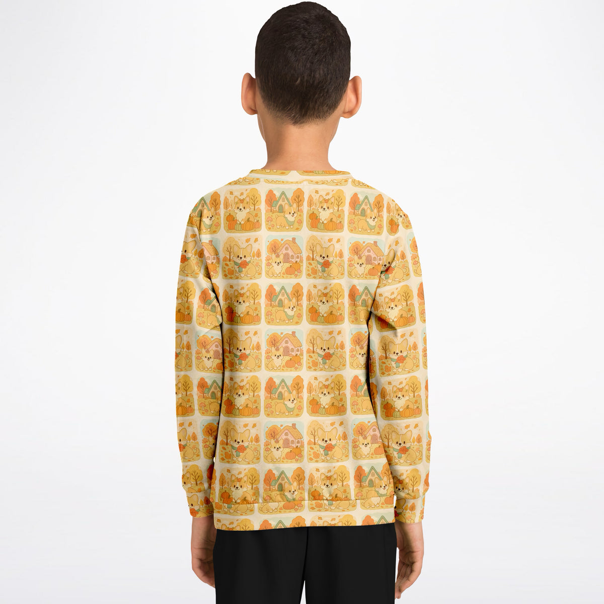 Kids Autumn Corgi Dog Sweatshirt – Ultra Soft & Stretchy, Cozy Fleece or Lightweight Sports Fabric Sweatshirt – Ultra Soft & Stretchy, Cozy Fleece or Lightweight Sports Fabric