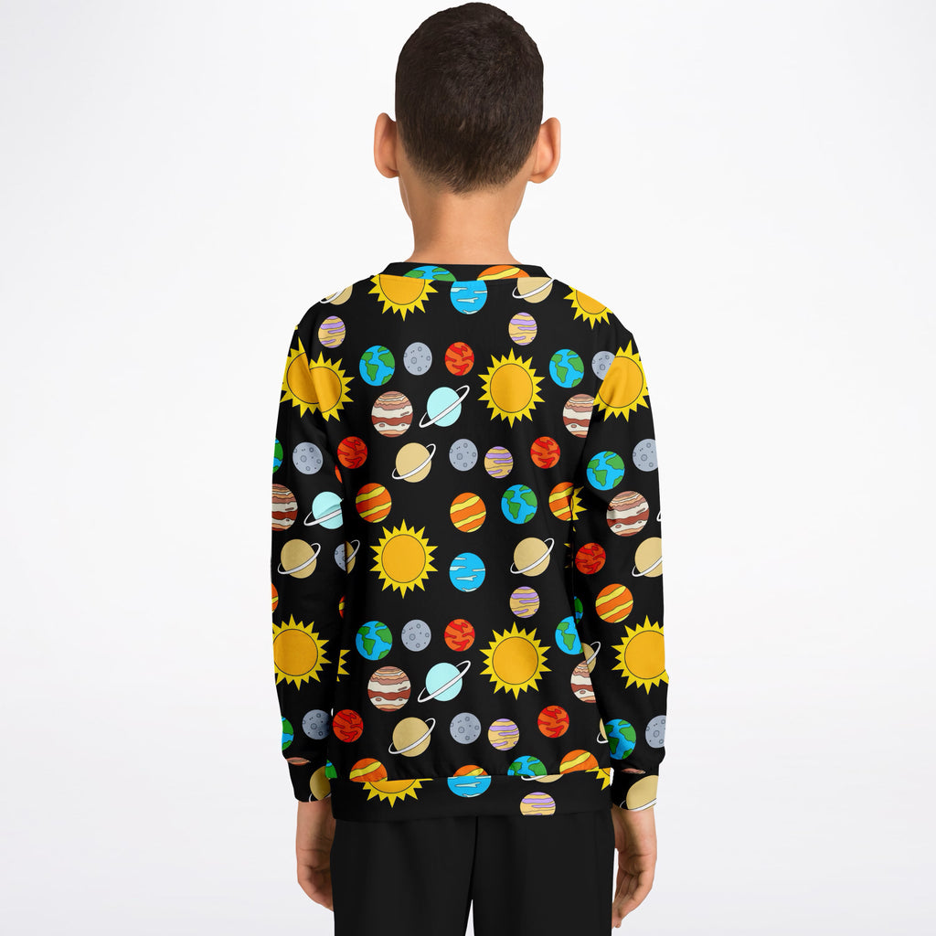 Kids Solar System Sweatshirt – Ultra Soft & Stretchy, Cozy Fleece or Lightweight Sports Fabric Sweatshirt – Ultra Soft & Stretchy, Cozy Fleece or Lightweight Sports Fabric