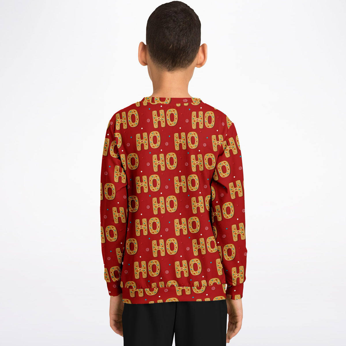 Kids Red Ho Ho Ho Christmas Sweatshirt – Ultra Soft & Stretchy, Cozy Fleece or Lightweight Sports Fabric Sweatshirt – Ultra Soft & Stretchy, Cozy Fleece or Lightweight Sports Fabric