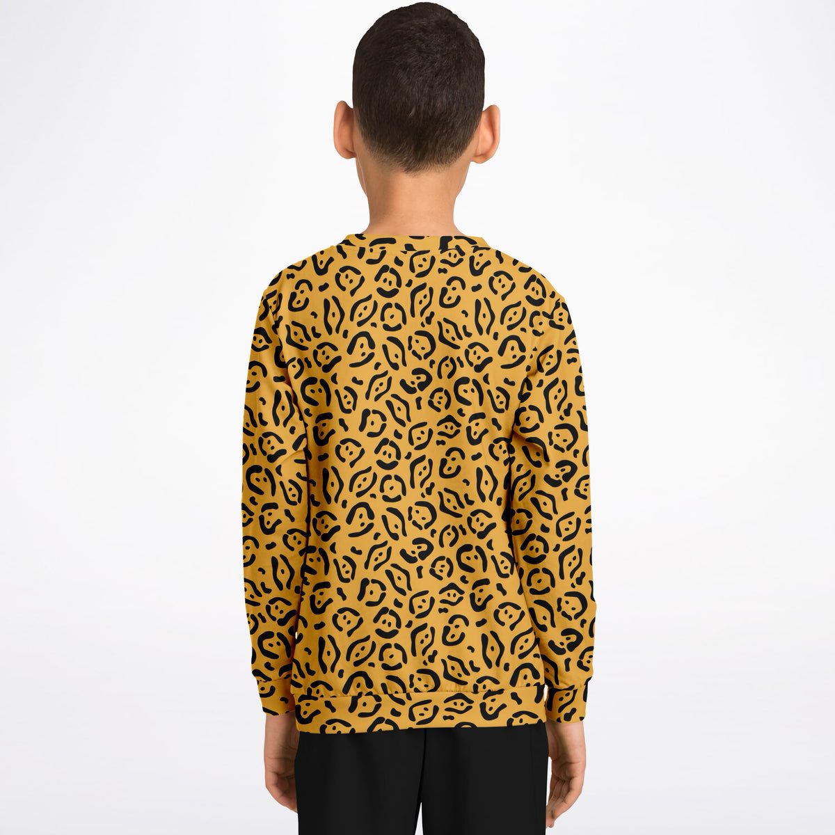 Kids Mustard Yellow Leopard Print Sweatshirt – Ultra Soft & Stretchy, Cozy Fleece or Lightweight Sports Fabric Sweatshirt – Ultra Soft & Stretchy, Cozy Fleece or Lightweight Sports Fabric