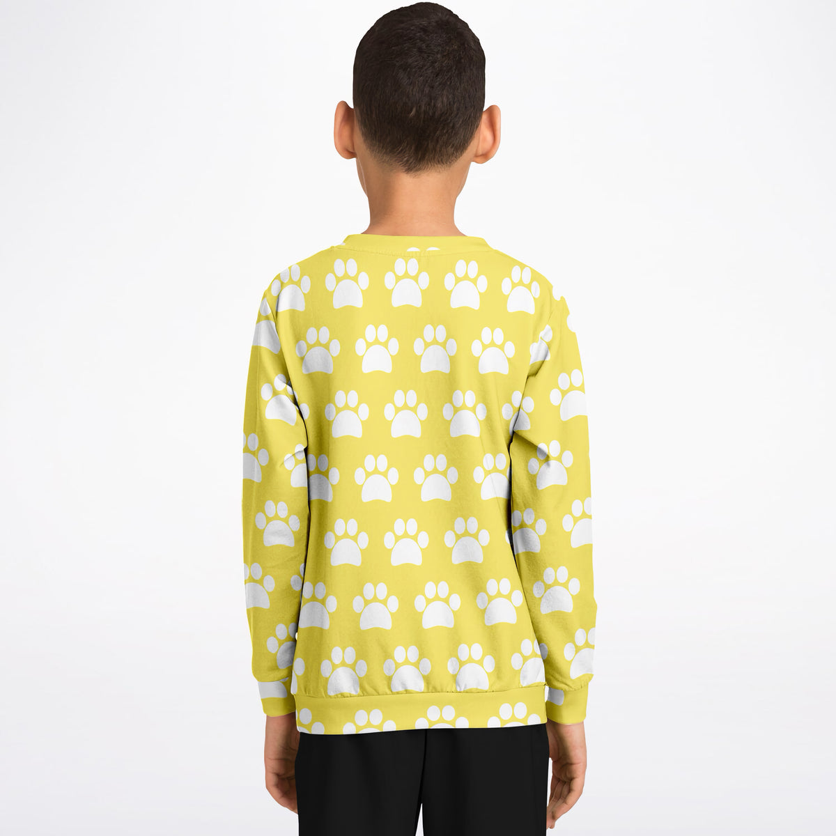 Kids Yellow Paw Print Sweatshirt – Ultra Soft & Stretchy, Cozy Fleece or Lightweight Sports Fabric Sweatshirt – Ultra Soft & Stretchy, Cozy Fleece or Lightweight Sports Fabric