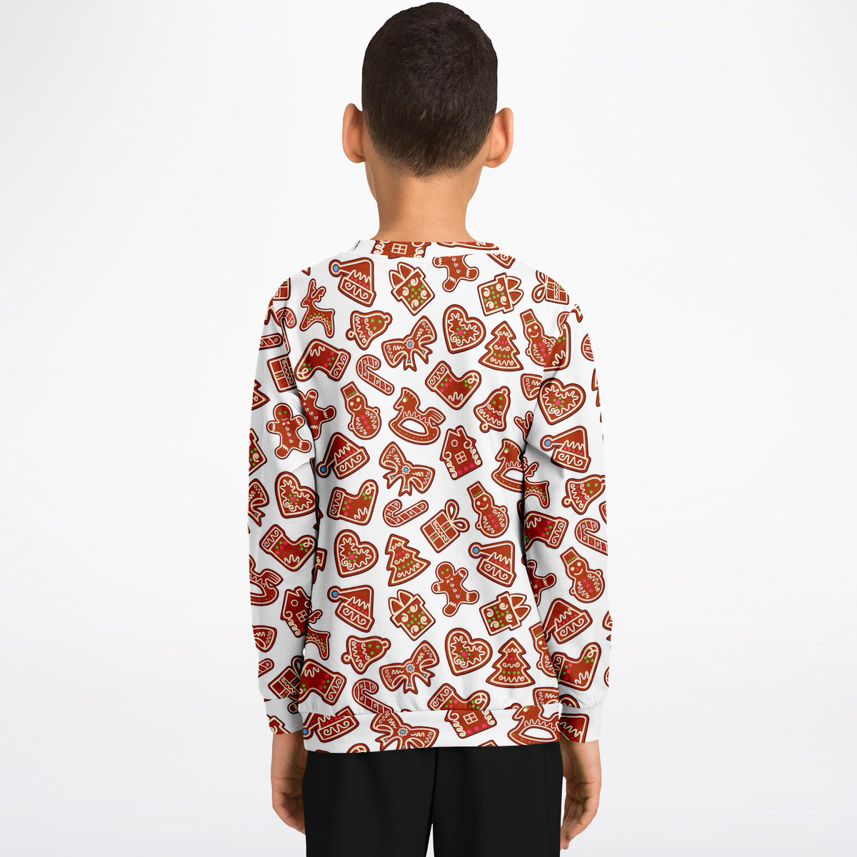 Kids Cute Holiday Cookies & Candy Canes Print Sweatshirt – Ultra Soft & Stretchy, Cozy Fleece or Lightweight Sports Fabric Sweatshirt – Ultra Soft & Stretchy, Cozy Fleece or Lightweight Sports Fabric