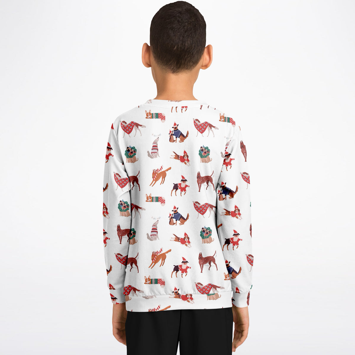 Kids Christmas Dogs Sweatshirt – Ultra Soft & Stretchy, Cozy Fleece or Lightweight Sports Fabric Sweatshirt – Ultra Soft & Stretchy, Cozy Fleece or Lightweight Sports Fabric