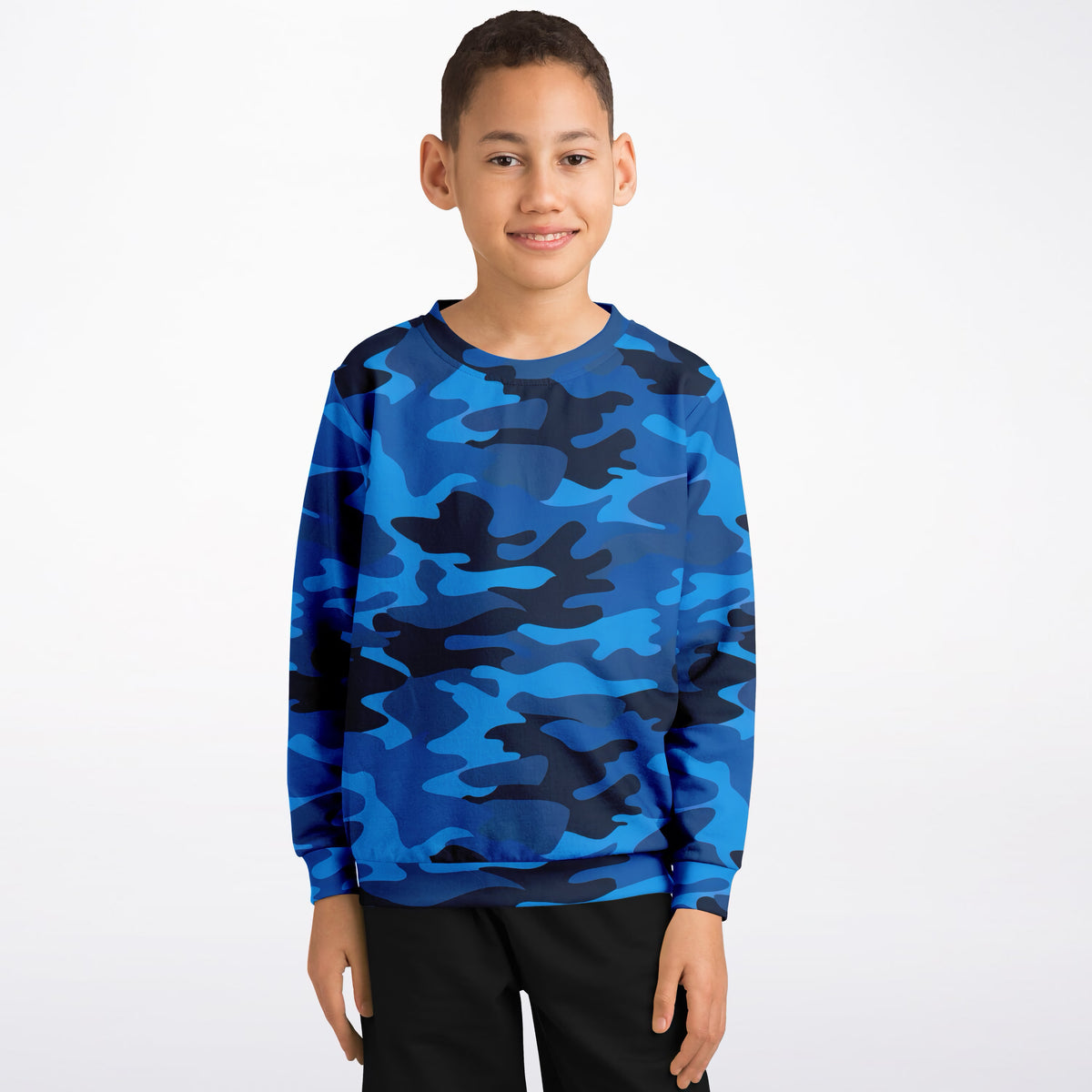 Kids Blue Camouflage Sweatshirt – Ultra Soft & Stretchy, Cozy Fleece or Lightweight Sports Fabric Sweatshirt – Ultra Soft & Stretchy, Cozy Fleece or Lightweight Sports Fabric
