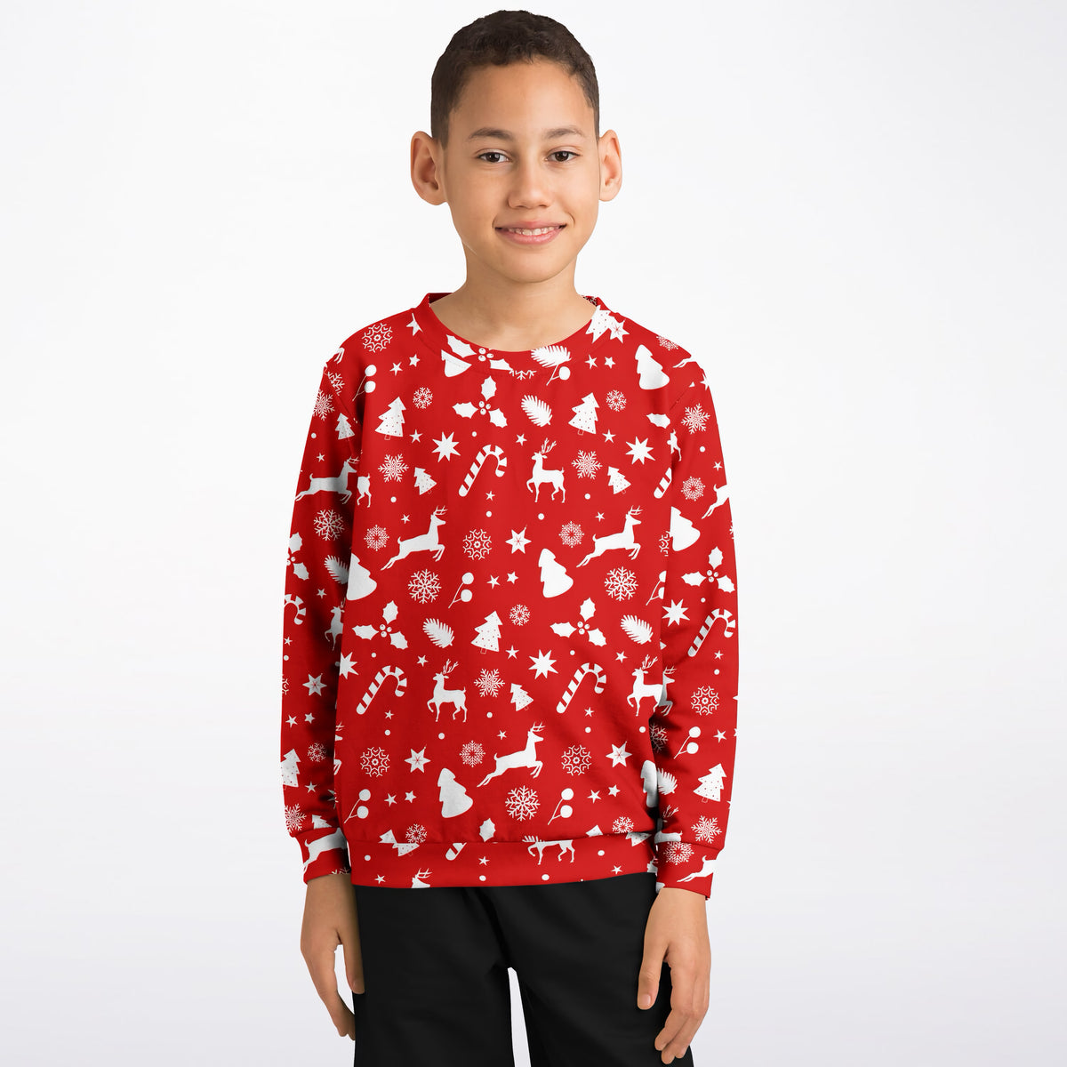 Kids Red Christmas Sweatshirt – Ultra Soft & Stretchy, Cozy Fleece or Lightweight Sports Fabric Sweatshirt – Ultra Soft & Stretchy, Cozy Fleece or Lightweight Sports Fabric