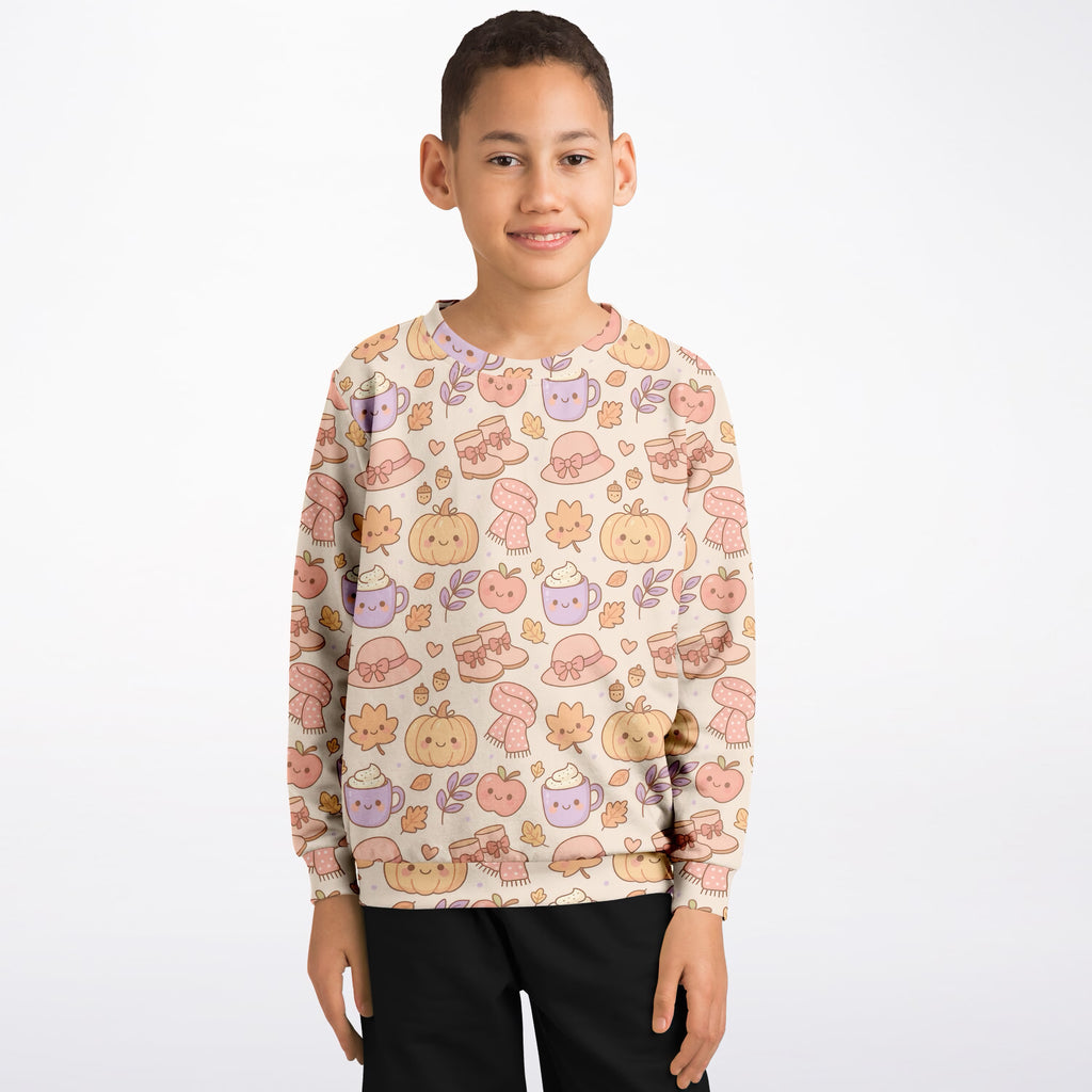 Kids Cute Kawaii Fall Sweatshirt – Ultra Soft & Stretchy, Cozy Fleece or Lightweight Sports Fabric Sweatshirt – Ultra Soft & Stretchy, Cozy Fleece or Lightweight Sports Fabric