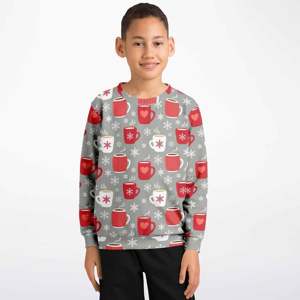 Kids Christmas Hot Cocoa Sweatshirt – Ultra Soft & Stretchy, Cozy Fleece or Lightweight Sports Fabric Sweatshirt – Ultra Soft & Stretchy, Cozy Fleece or Lightweight Sports Fabric